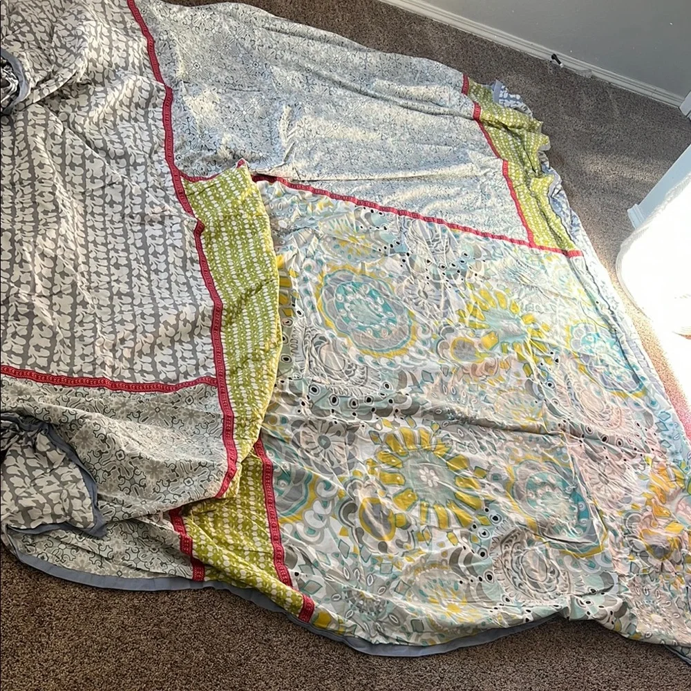 Anthropologie Gray and Yellow Duvet Cover
